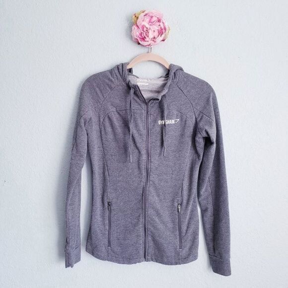 ‎Gymshark Gray Fit Full Zip Athletic Hooded Jacket - Picture 2 of 6